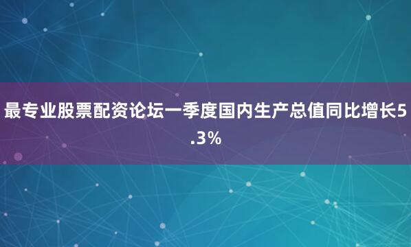 最专业股票配资论坛一季度国内生产总值同比增长5.3%